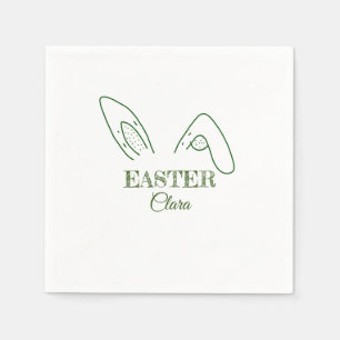 Easter rabbit bunny ears add name text editable te napkin