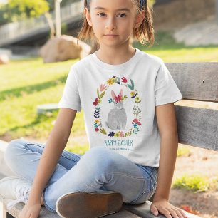 Easter rabbit bunny floral wreath T-Shirt