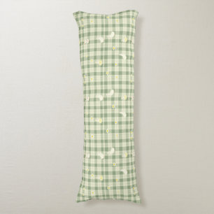 Easter Rabbit Chicken Green Plaid Pattern Body Cushion