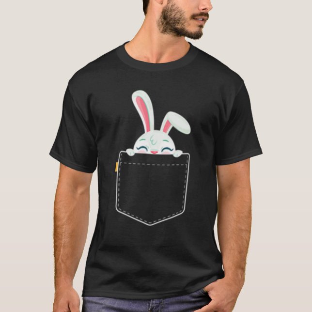 Easter Rabbit Cute Pocket Bunny Easter Egg Hunt T-Shirt (Front)