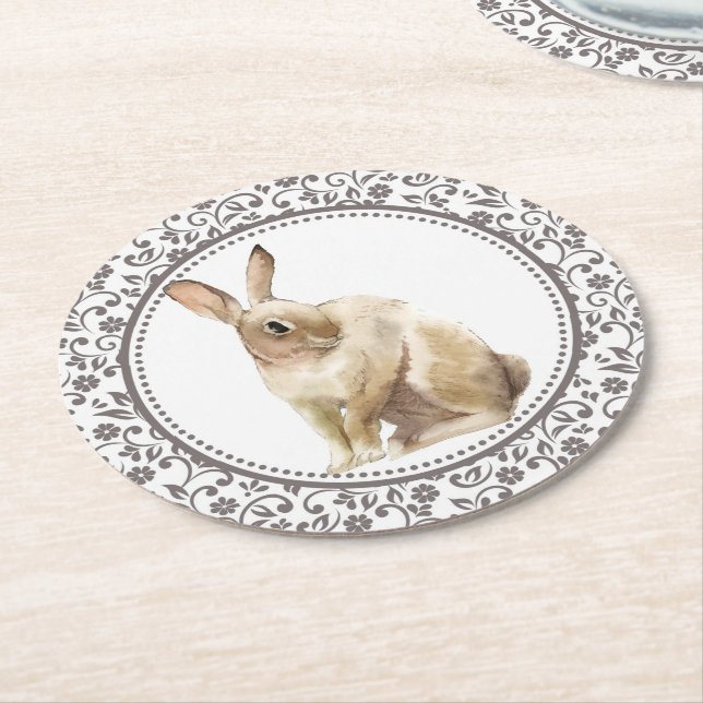 Easter Rabbit design Round Paper Coaster (Angled)