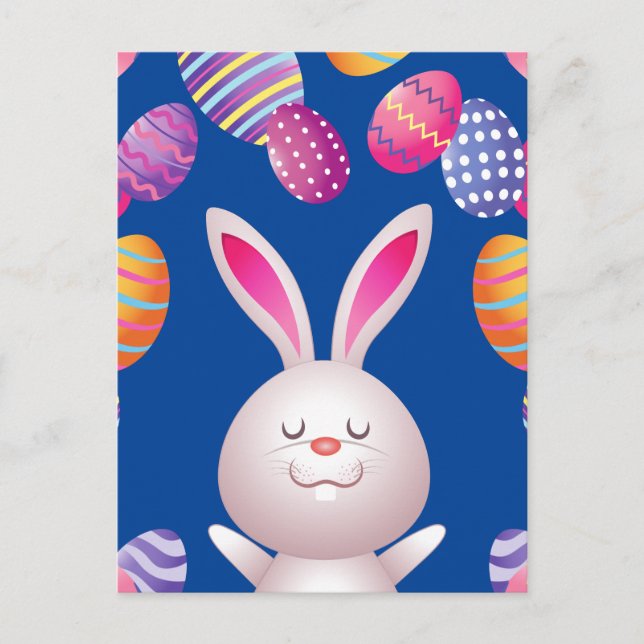 Easter rabbit & eggs postcard. postcard (Front)