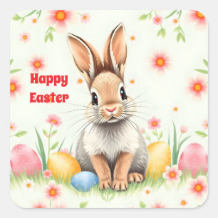 Easter Rabbit Holiday Modern Collection Square Sticker