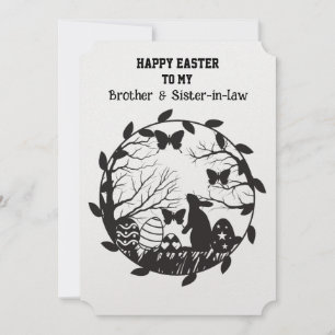Easter Rabbit In Wreath Brother and Sister-in-law Holiday Card