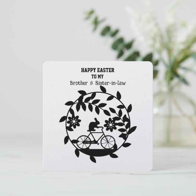 Easter Rabbit In Wreath Brother and Sister-in-law Holiday Card (Standing Front)