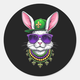 Easter Rabbit Mardi Gras Beads Fleur-de-lis Perfec Classic Round Sticker