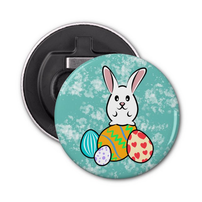 Easter Rabbit on Easter Eggs Bottle Opener (Front)