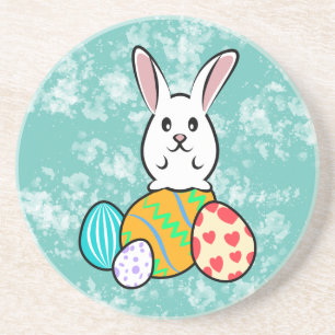 Easter Rabbit on Easter Eggs Coaster