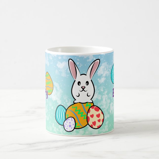 Easter Rabbit on Easter Eggs Coffee Mug (Center)