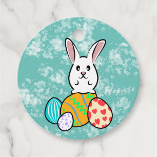 Easter Rabbit on Easter Eggs Favour Tags