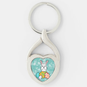 Easter Rabbit on Easter Eggs Key Ring