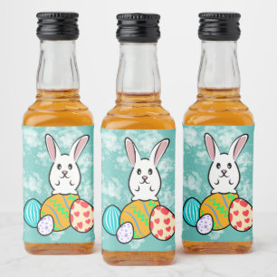 Easter Rabbit on Easter Eggs Liquor Bottle Label