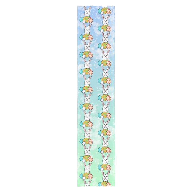 Easter Rabbit on Easter Eggs Short Table Runner (Front)