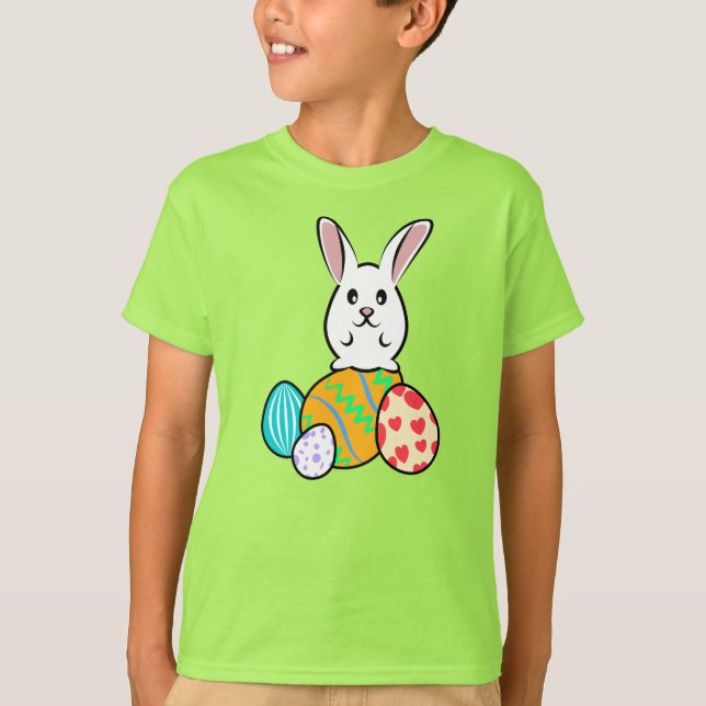 Easter Rabbit on Easter Eggs T-Shirt (Front)