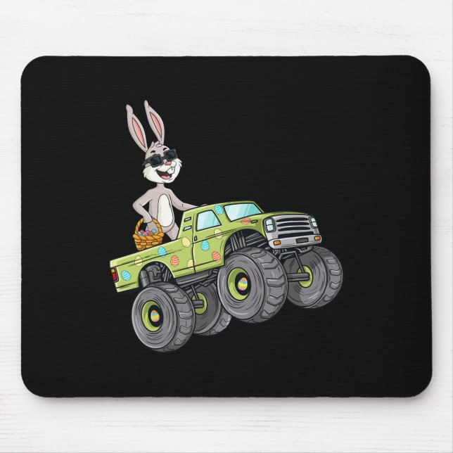 Easter Rabbit Riding Monster Truck Fun Boys Girls  Mouse Mat (Front)