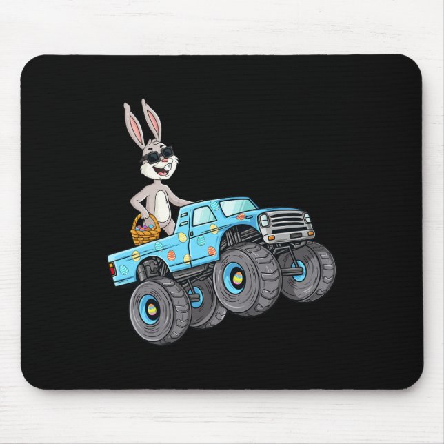 Easter Rabbit Riding Monster Truck Fun Boys Girls  Mouse Mat (Front)