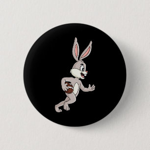 Easter Rabbit Running With A Football Fun Boys Gir 6 Cm Round Badge