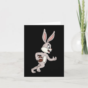 Easter Rabbit Running With A Football Fun Boys Gir Card