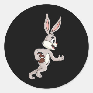 Easter Rabbit Running With A Football Fun Boys Gir Classic Round Sticker