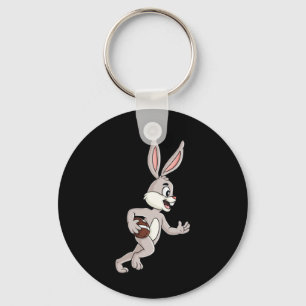 Easter Rabbit Running With A Football Fun Boys Gir Key Ring