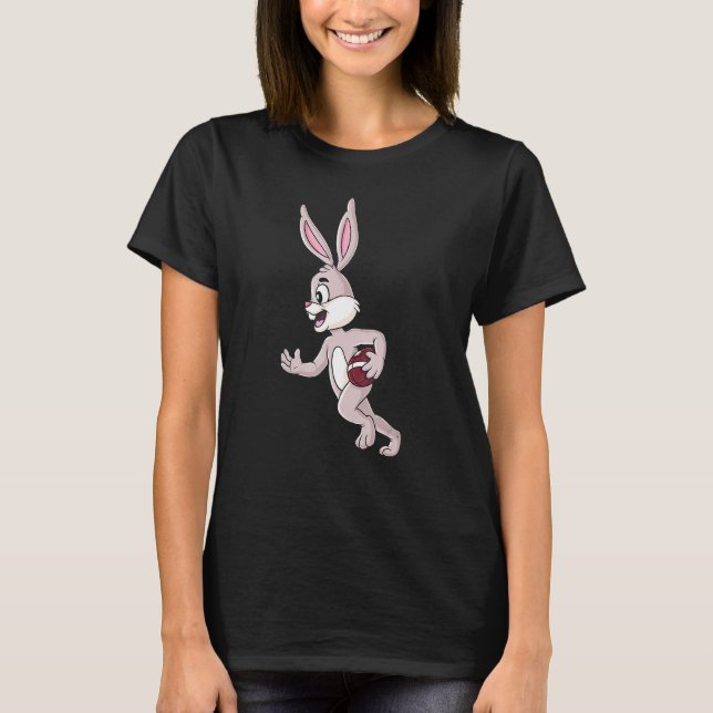 Easter Rabbit Running With A Football Funny Boys G T-Shirt (Front)