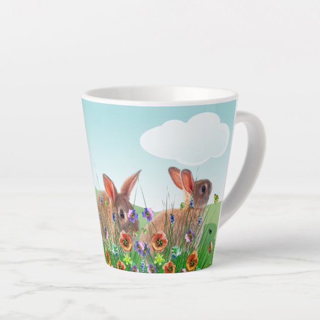  Easter Rabbit Spring Flowers  Latte Mug (Right Angle)