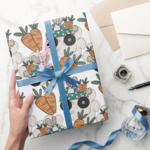 Easter Rabbit Trucks Wrapping Paper