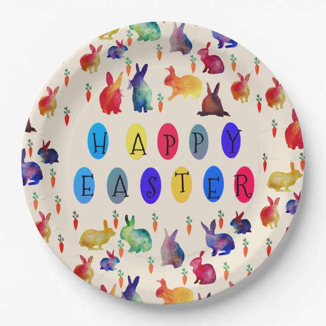 Easter Rabbits Custom Paper Plates 9 in (Front)