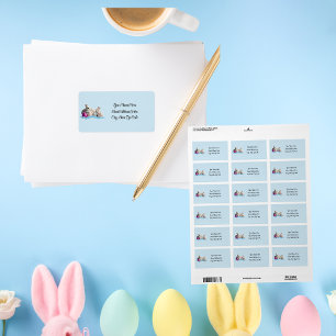 Easter Rabbits & Easter Eggs Return Address Labels