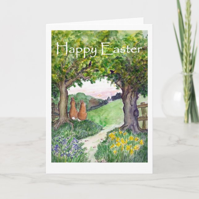 Easter Rabbits Greeting Card (Front)