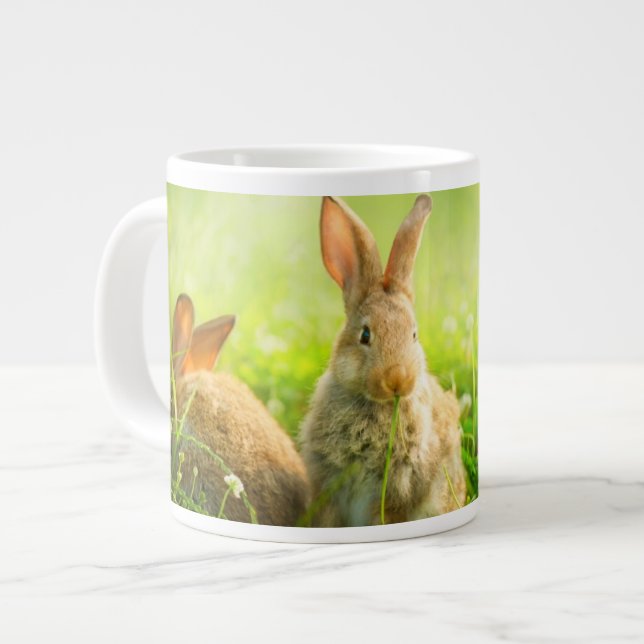 Easter Rabbits Large Coffee Mug (Front Left)