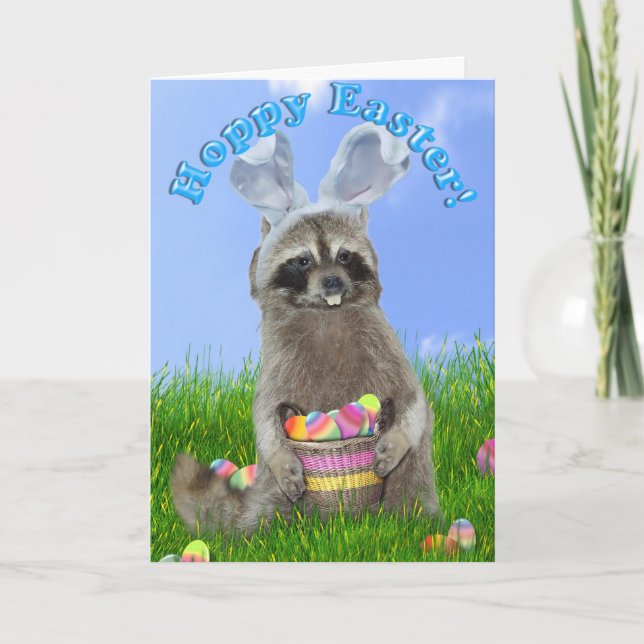 Easter Racoon Bandit Holiday Card (Front)