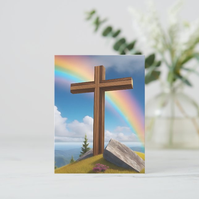 Easter Rainbow, AI-generated, Postcard (Standing Front)