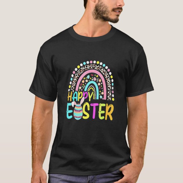 Easter Rainbow Bunny Easter Rabbit Egg Hunting Bas T-Shirt (Front)