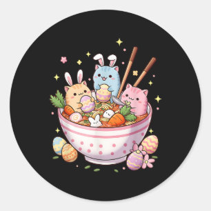 Easter Ramen Cats Cute Anime Happy Easter Day Wome Classic Round Sticker