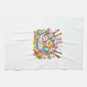 Easter Ramen Cats Cute Anime Happy Easter Day Wome Tea Towel