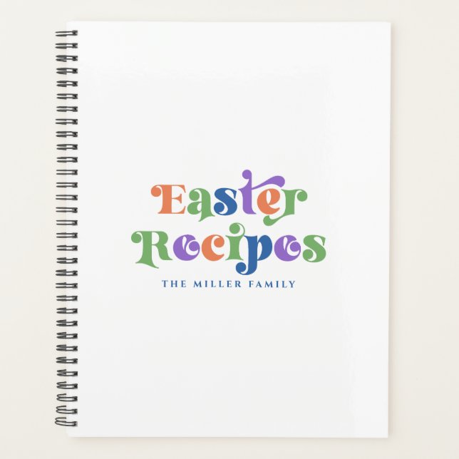 Easter Recipes Colourful Whimsical Retro Typograph Planner (Front)