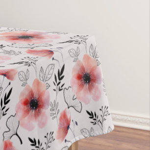 Easter Red and Grey Floral Blooms Tablecloth