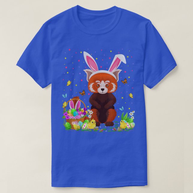 Easter Red Panda Bunny Egg Hunting Red Panda Easte T-Shirt (Design Front)