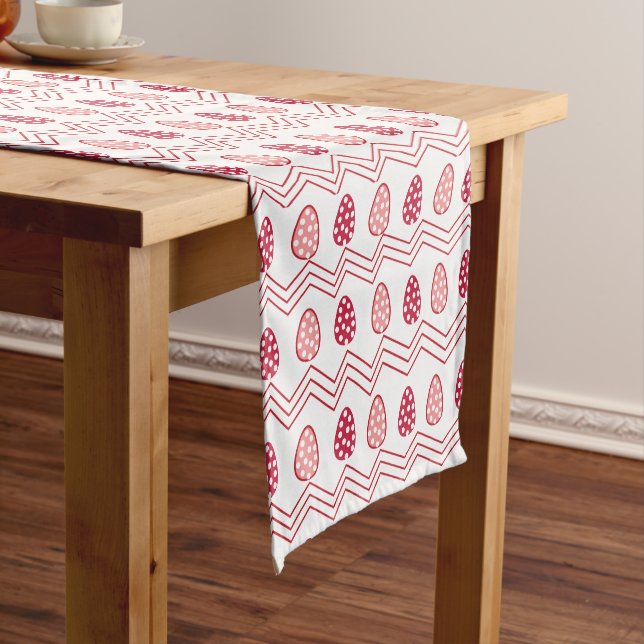 Easter Red Pink Easter Eggs Easter  Short Table Runner (In Situ)
