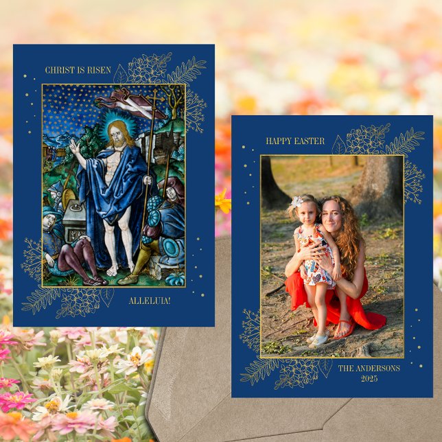 Easter Religious Christian Catholic Family Photo Holiday Card (Easter Jesus Christ Resurrection Religious Christian Traditional Catholic Family Photo Holiday Card)
