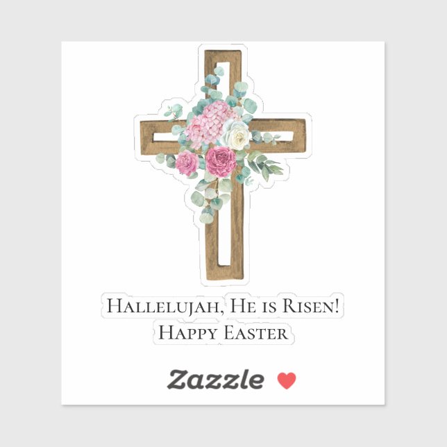 Easter Religious He is Risen Wood Cross Floral (Sheet)