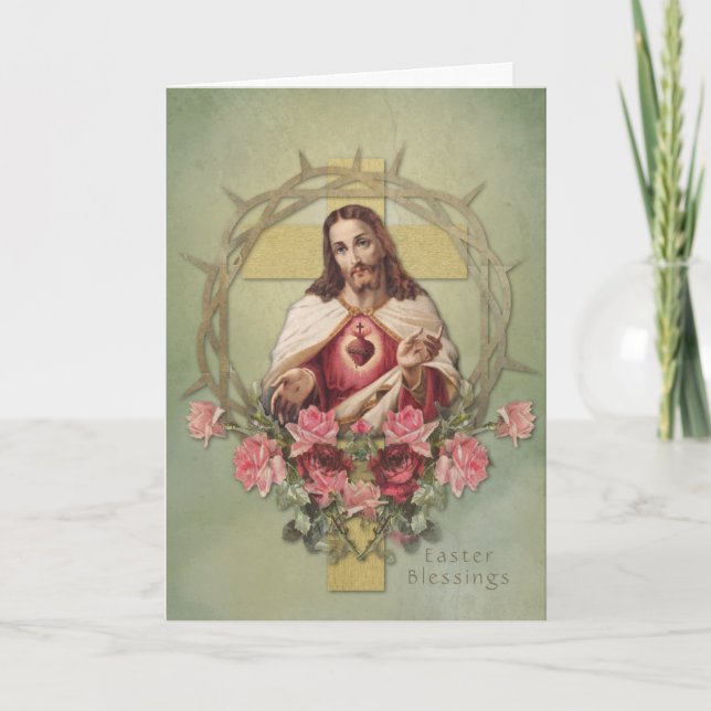 Easter Religious Resurrection Jesus Prayer Holiday Card (Front)