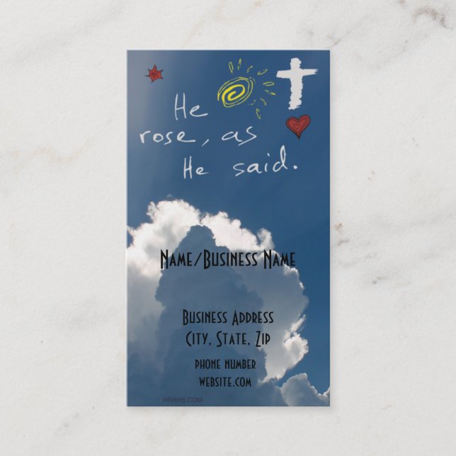 Easter Resurrection He Is Risen Jesus Rose Business Card (Front)