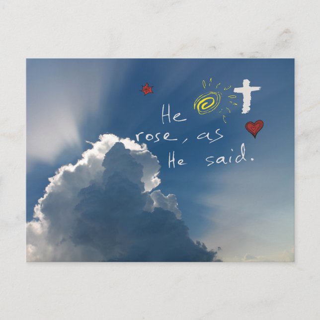 Easter Resurrection He Is Risen Jesus Rose Holiday Postcard (Front)