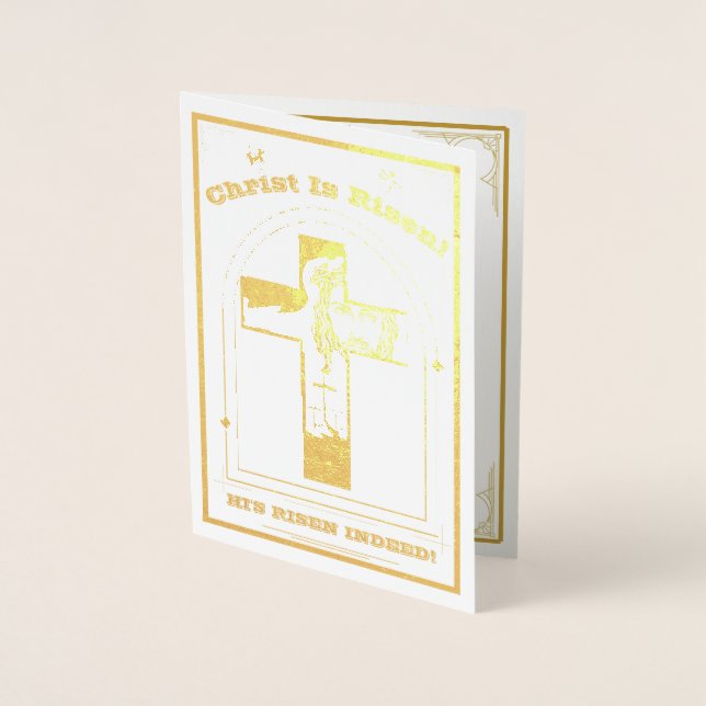 Easter, Resurrection Of Christ, Christ is Risen Foil Card (Front)