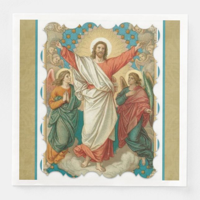 Easter Resurrection Pascha  Religious Jesus Angels Napkin (Front)