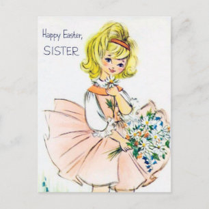 Easter retro vintage Sister postcard