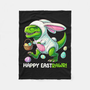 Easter Rex Bunny Ears Dinosaur Illustration Fleece Blanket