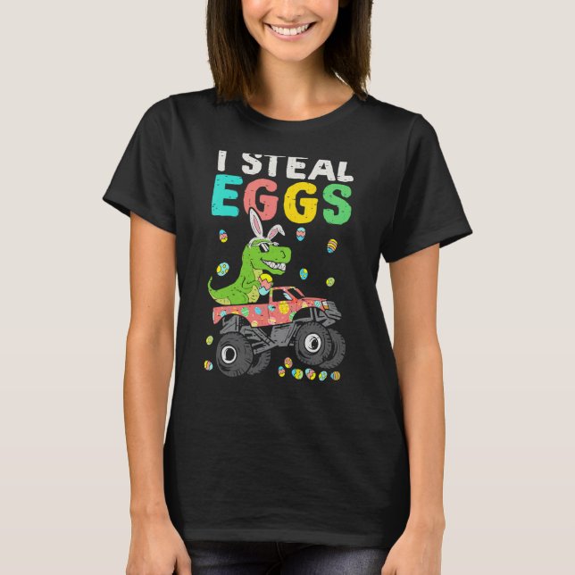 Easter Rex Dinosaur Monster Truck Eggasaurus Boys  T-Shirt (Front)